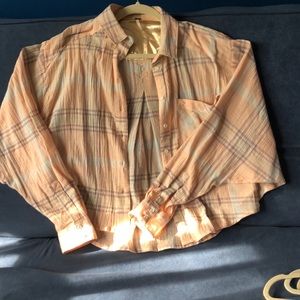 Women’s Free People pink plaid blouse
